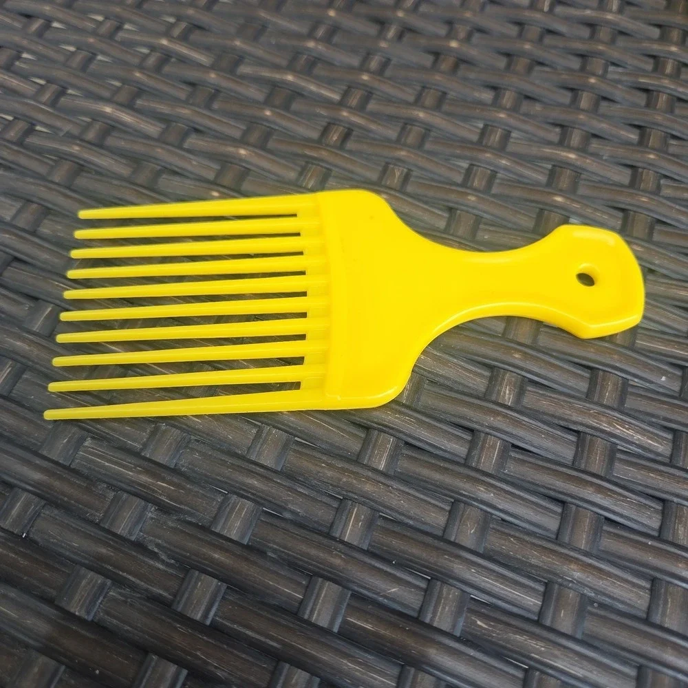 Small Vtg 1990s USA Color Dip Hair Pick Lift Comb Bright Yellow 5